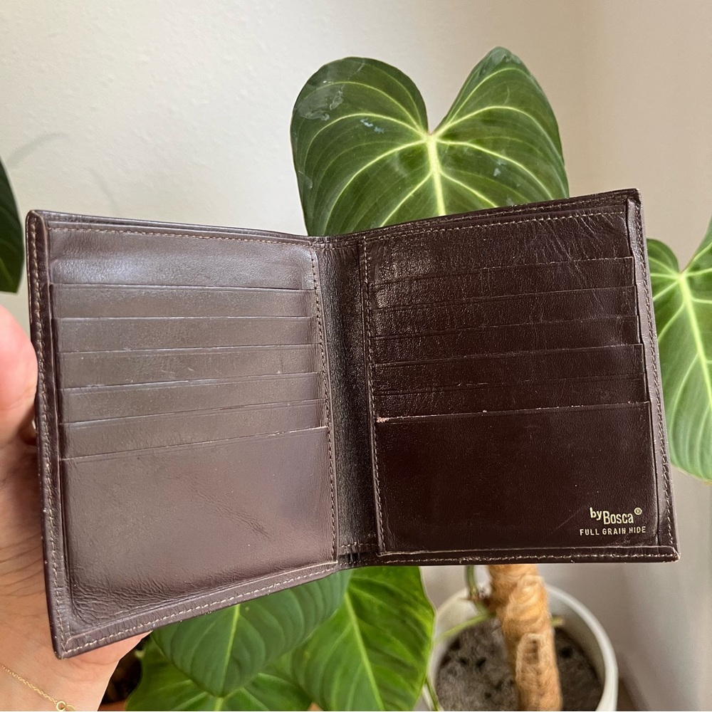 BOSCA Wallet Saddler Collection Brown Leather Bifold Vintage